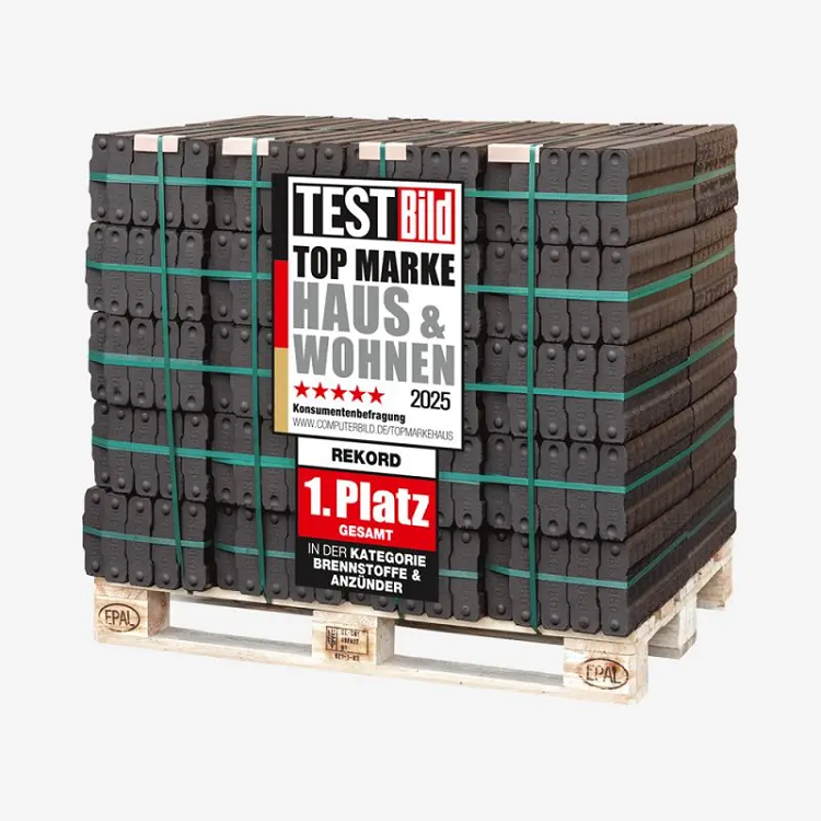 Rekord Braunkohlebriketts 25kg | 1000kg Palette – Bild 1