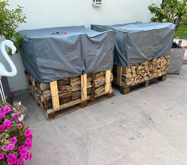 Brennholztrockner 40 cm trockene Hartholzpalette, bereit zum Brennen