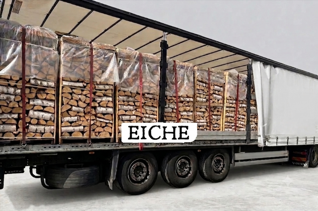 LKW-Ladung Brennholz - Eiche - 30/33 cm - kammergetrocknet - 2 RM Paletten – Bild 2